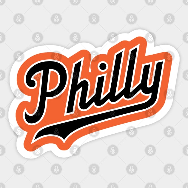 Philly Script - Orange Sticker by KFig21